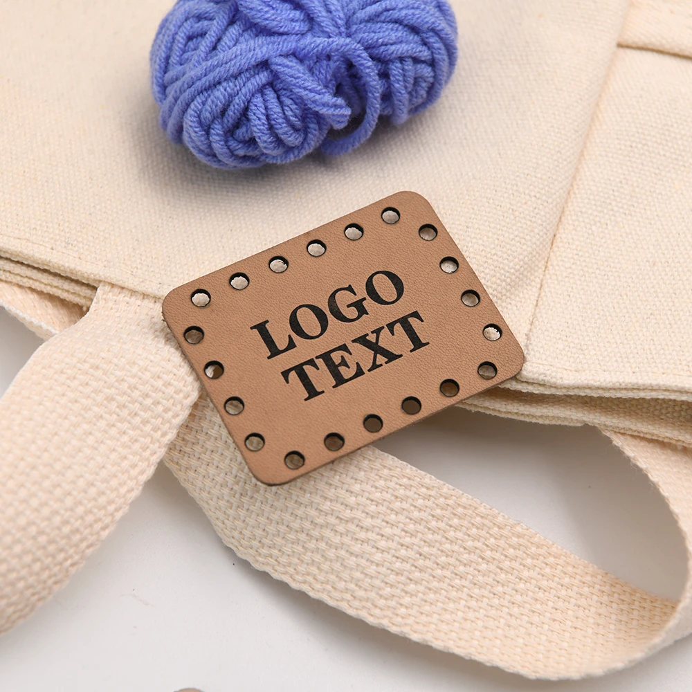 

Custom Leather Tags Laser Engraved Pre-Punched 1mm Thick 45x58mm for DIY Crafts Handmade Accessories Eco-Friendly Leather