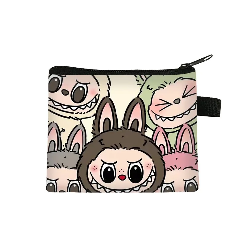 Porte-monnaie de dessin animé portable pour enfants, figurine d'anime mignonne, impression Labubu, jouets pour garçons et filles, cadeau pour enfants