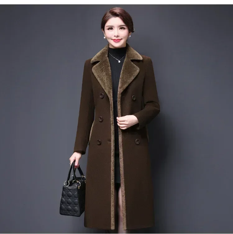 

Middle-aged women's wool coat 2022 autumn and winter, Korean version of mother's woolen coat, quality assurance