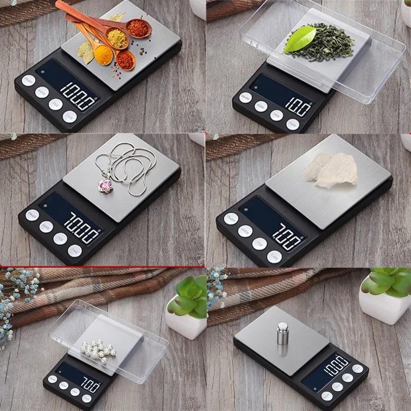 0.1g/0.01g Handheld Digital Scale Balance Weighing Scale Electronic Kitchen Scale Stainless Steel Tray LCD Jewelry Gold Scales