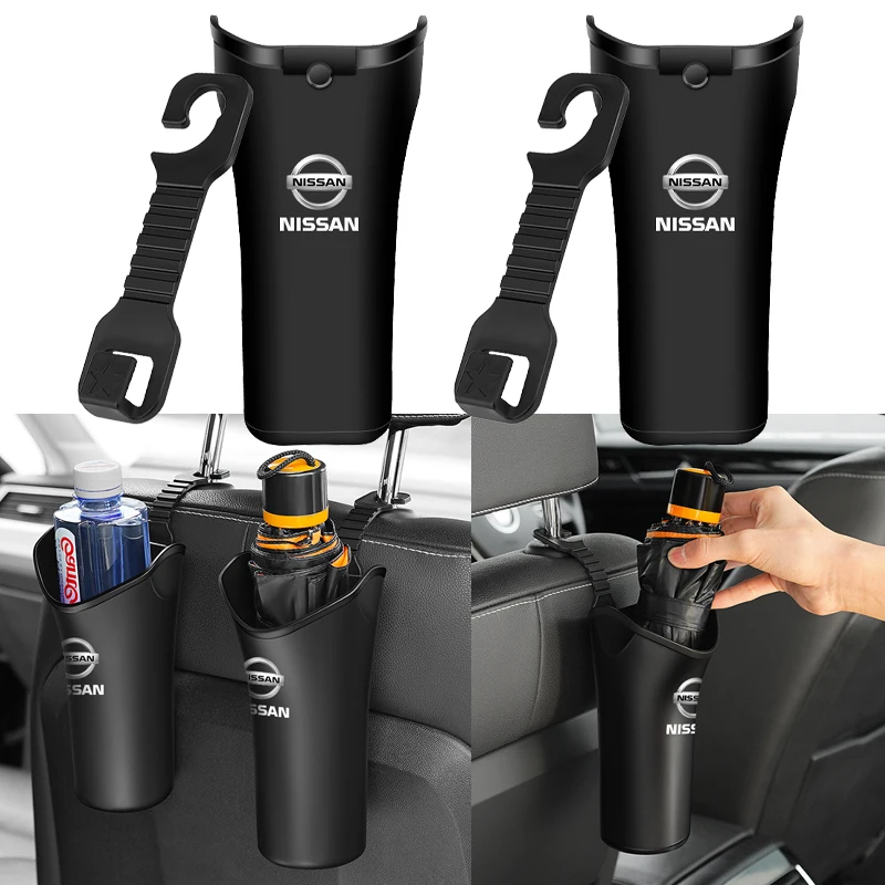 Multifunctional Car Storage Box Umbrella Garbage Organizer For Nissan Nismo GTR Tiida Sylphy Teana X Trail T30 Wheel Center Caps