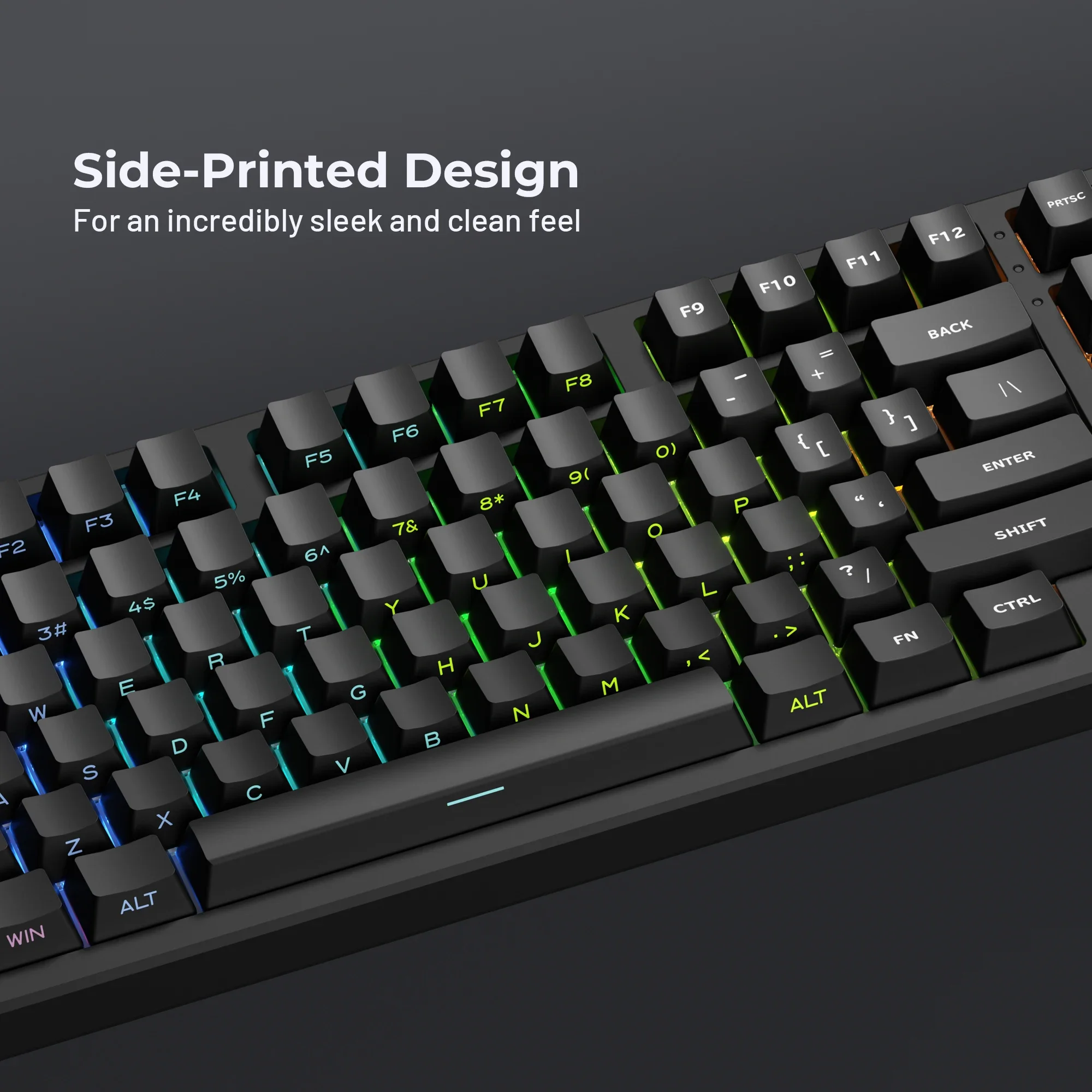 

QBYI OEM Profile Side Print Shine Through Keycaps PBT Double Shot Keycap Backlit Keycaps For Gamer Mechanical Keyboard Black