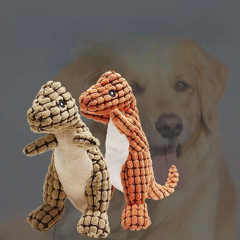 1 unidad de juguetes interactivos de dinosaurio de peluche para gatos y perros, juguetes para masticar para perros, relleno de peluche, suministros para mascotas, juguetes para perros