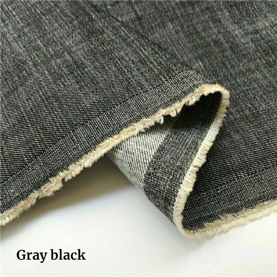 Plain Jeans Fabric Stretch By The Meter for Dresses Pants Clothing Sewing Medium Thick Polyester Jacket Denim Cloth Soft Black