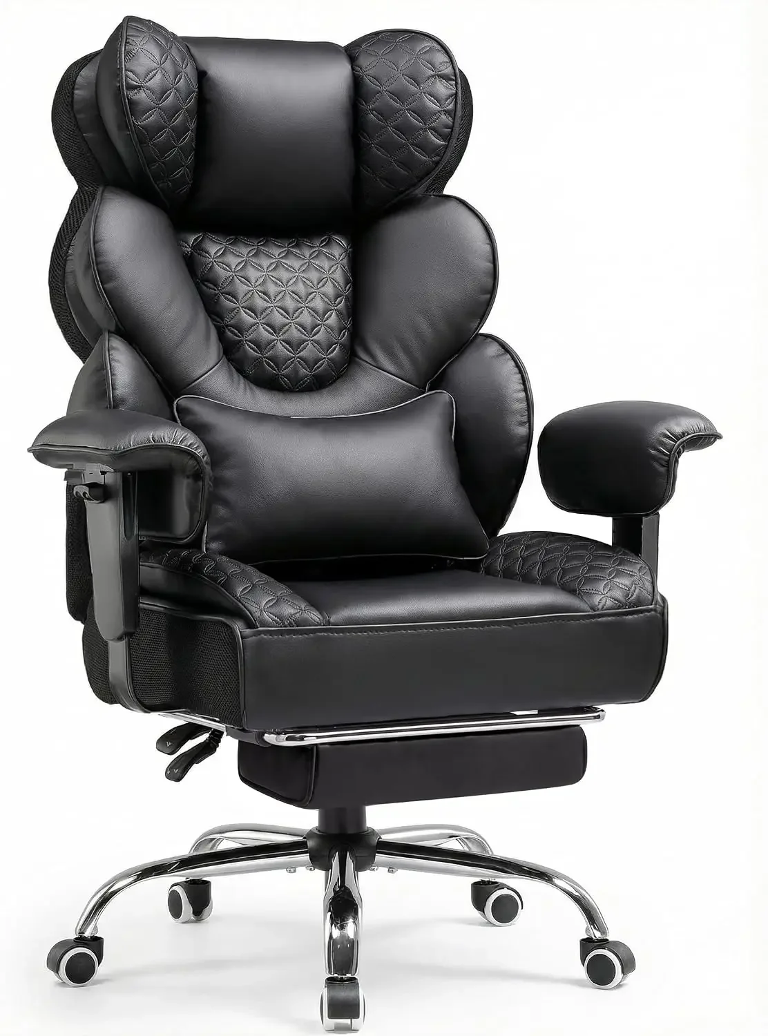 Big and Tall Office Chair with Upgrade Footrest, Heavy Duty Gaming Chair High Back Executive Chair with Spring Lumbar Support