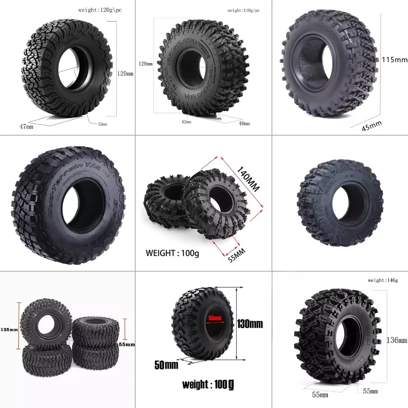 

2.2-inch Tires Are Wear-resistant and Have Super Strong Grip for 1/10 1/8 RC Crawler Car Traxxas TRX4 Defender Bronco DIY Parts