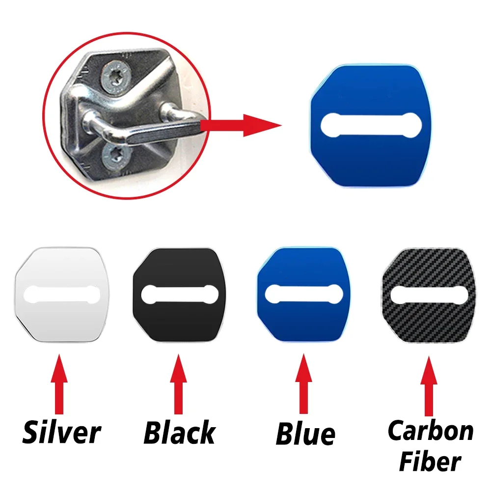 4PCS Car Door Lock Cover Logo Stainless Steel Protection For Ford STLine Escape Puma Kuga Mustang F150 Fusion Taurus GHIA