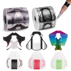 Nail Form Tips for Nail Extension 100/500Pcs PVC Acrylic UV Gel Manicure French Design Top Stencil Building Stickers for Nail