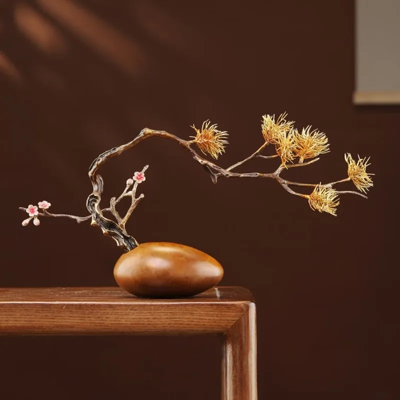 Welcome pine copper ornaments handicrafts, new Chinese lobby, living room, entrance office decoration, housewarming
