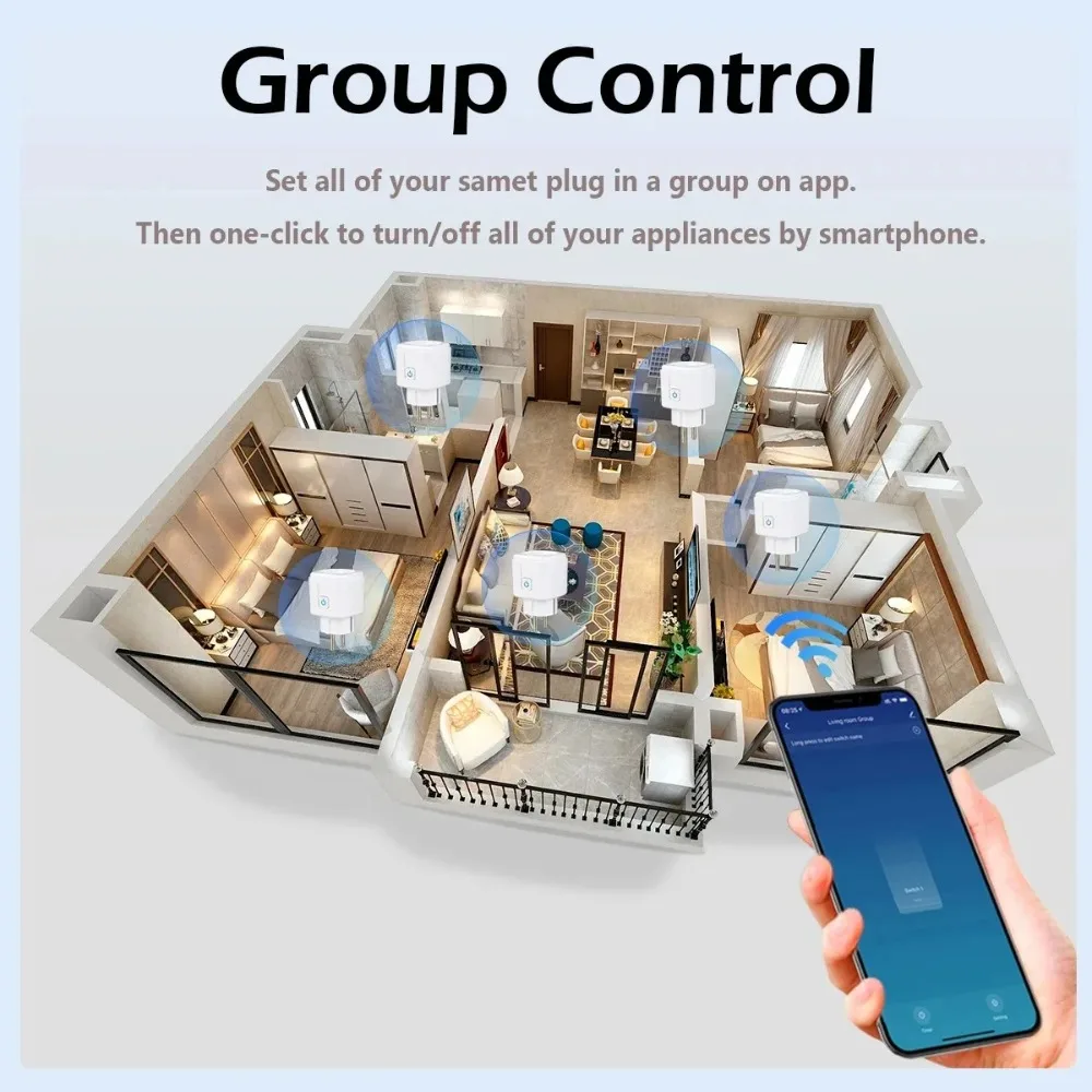 UNKAS 20A EU Smart Plug Tuya Wifi Socket Voice Control Remote for Alexa Yandex Google Home Energy Monitoring Function