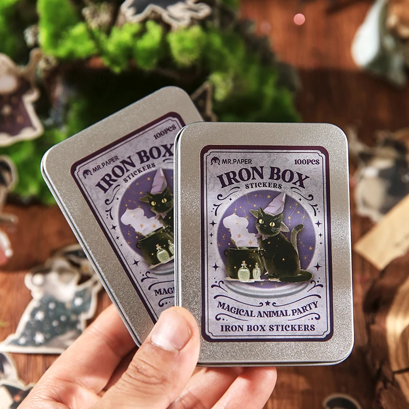 100pcs Magic Animal Party Series Tin Box Stickers Handbook Material Stickers DIY Scrapbook Picture Book Diary Notebook Tablet Ph