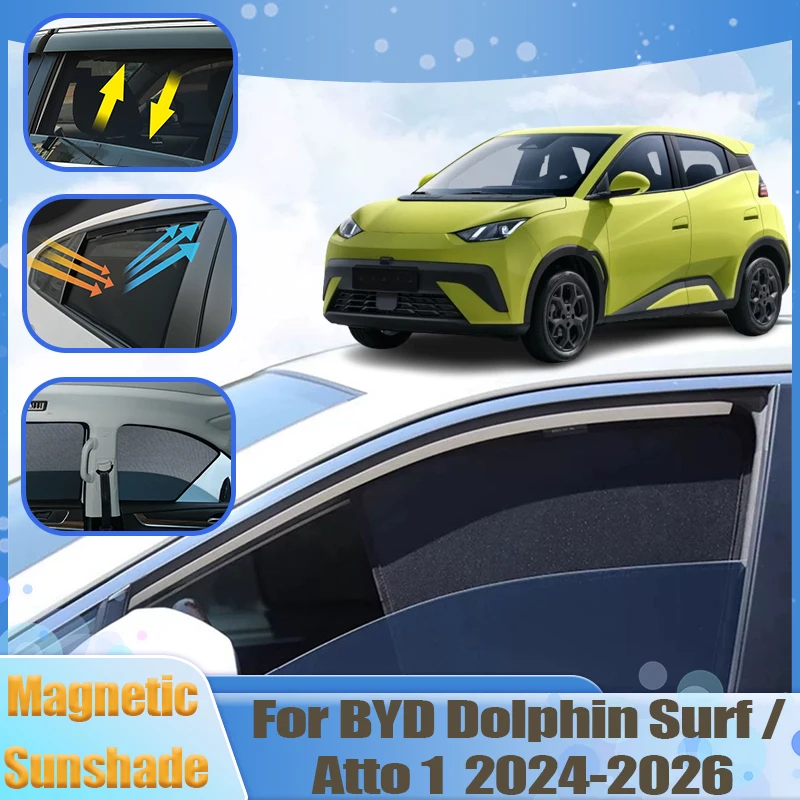 Car Sun Visor For BYD Dolphin Surf Accesories 2026 Mini ATTO 1 Seagull  2025 2024 Window Mesh Sunshades Anti-UV Protector Parts