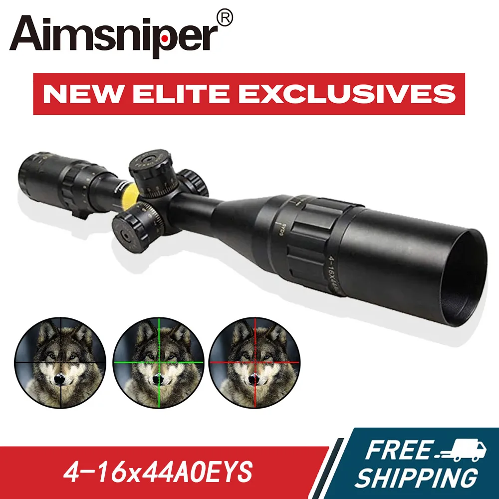 4-16x44 AOEYS-Tactical Riflescope, Red and Green Illumination, Rifle Scope, Optical Sight for Sniper, Airsoft Gun, AR15