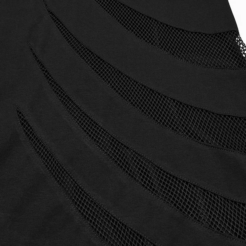 PUNK RAVE – robe Punk en tricot élastique pour femmes, maille asymétrique, Segmentation des dents pointues, Sexy, ajourée, robes foncées de Club