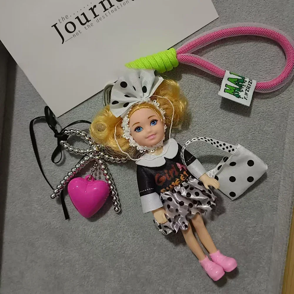 Cute Doll Pendant Hanging Backpack Ornament DIY Change Clothes Bag Charm Car Key Ring Bag Decoration for Barbie Doll