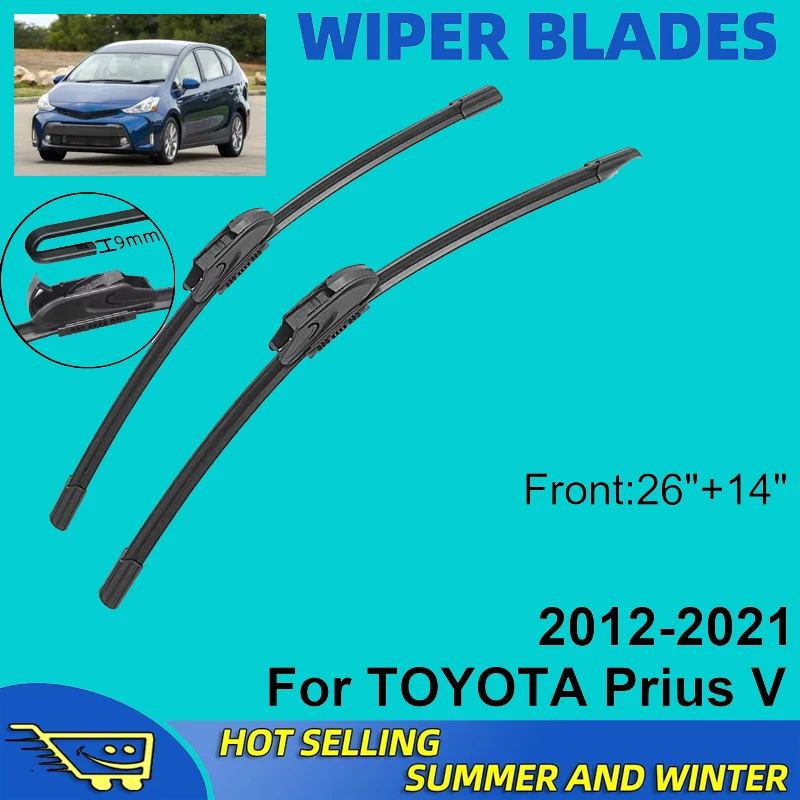 

2PCS For TOYOTA Prius V 2012-2021 2013 2014 2015 26" + 14" Front Wiper Blades Windshield Windscreen Window Cutter Accessories