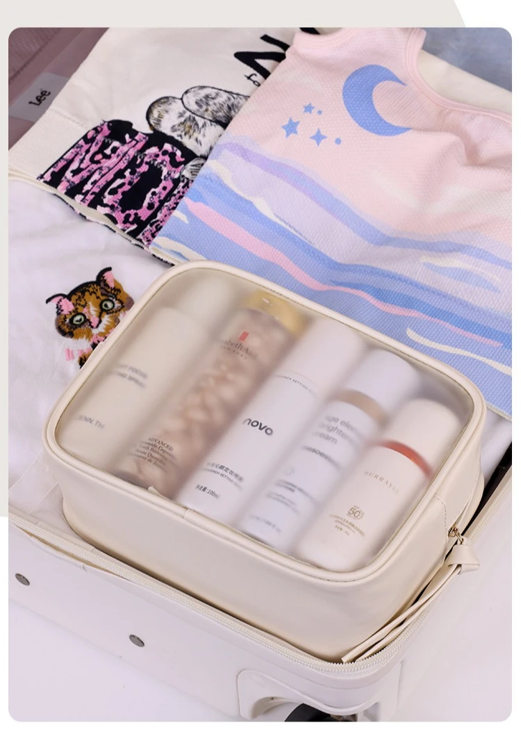 Halbtransparentes Luxus-Kosmetiktaschen-Set, 3-teilig, Große Reise-Kosmetikorganizer-Taschen, Tragbare Toilettenartikel-Aufbewahrung für Frauen – Detail 10