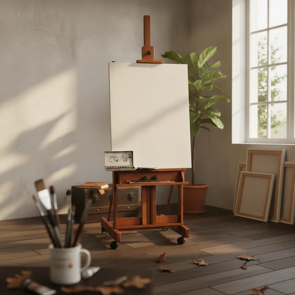Rolling Wood Easel Caster Wheels Rolling Easel Art Supply Fits Large Canvas Studio Furniture Easy to Assemble for Display Area