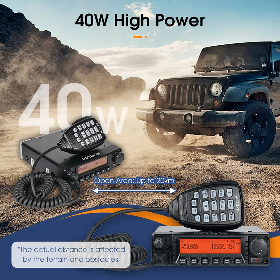 Retevis RA87 Car Mobile Radio Station 40W High Power Long Range GMRS Walkie Talkie for Car LCD Display ANI Relay