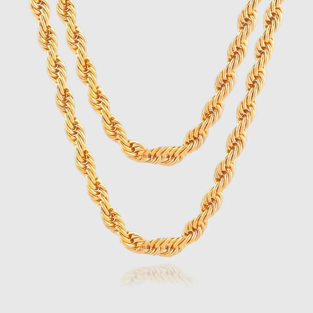 

Wholesale Noble 45-60cm 18K Gold 4mm Rope Chain Necklace for Women Man Fashion Wedding Charm Gift Jewelry 18-24Inch