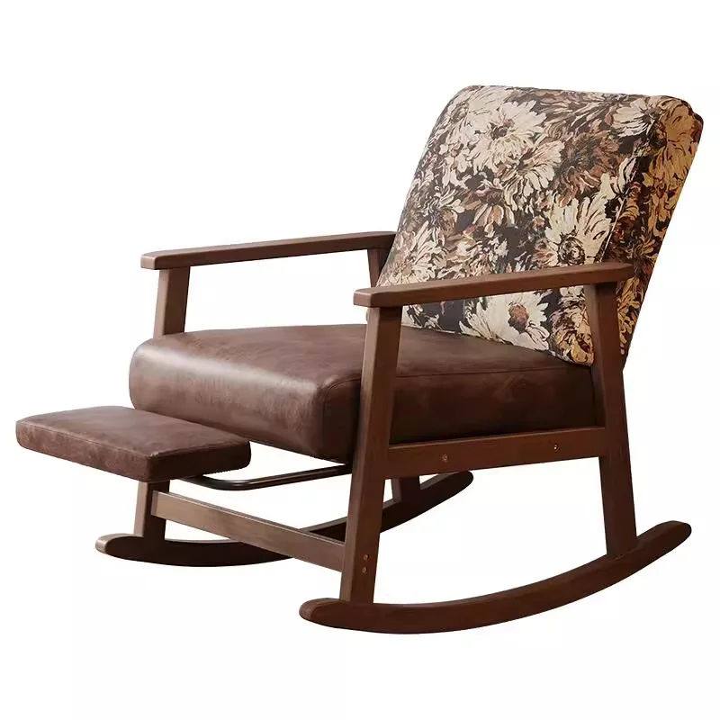

Solid wood rocking chair balcony home living room leisure reclining lazy single sofa chair