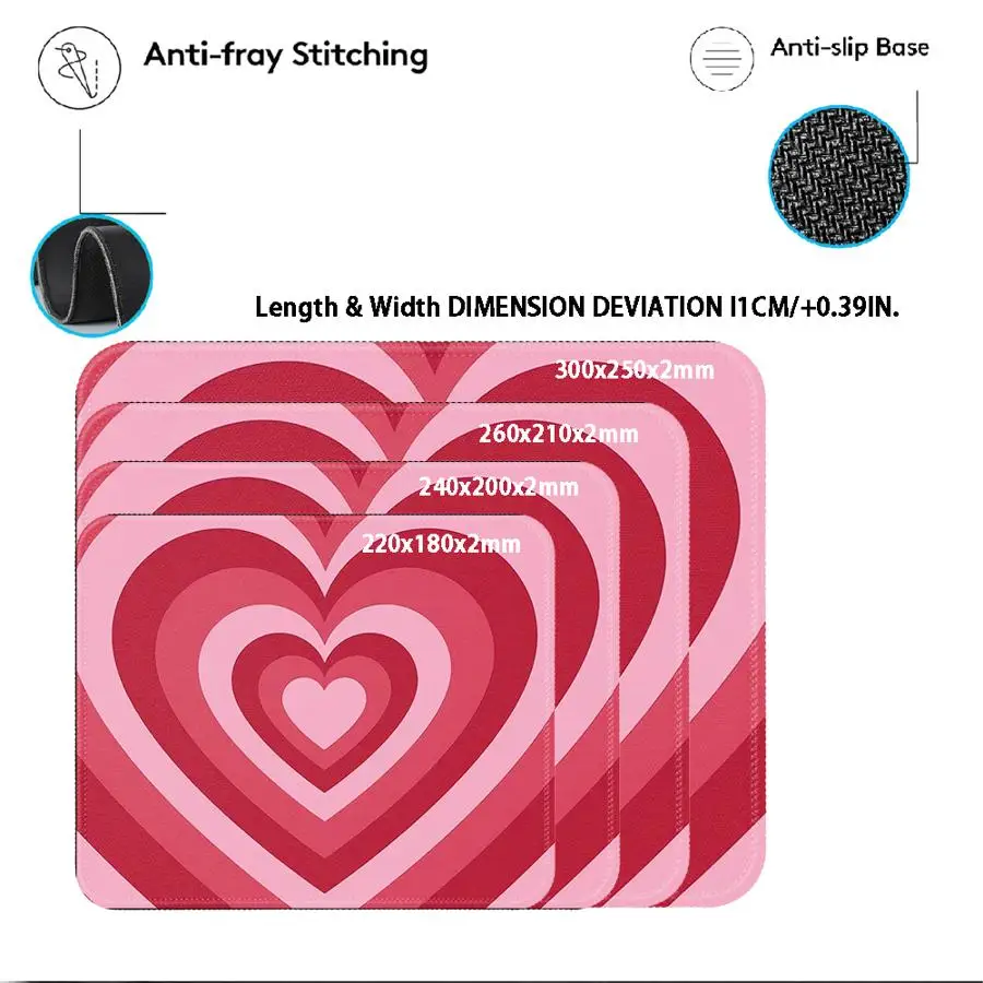 Pink And Red Hearts Mouse Pad office Pad Desk accessories Keyboard Mouse Pad Game Console Pad Computer Laptop Pad Waterproof