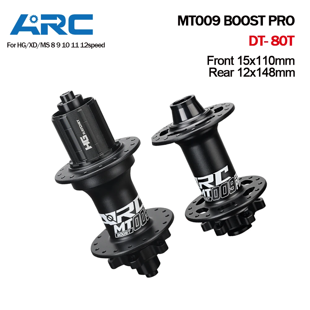 Cubo de Bicicleta de Montanha ARC MT009 BOOST Pro Dianteiro e Traseiro 32H Ratchet 80T Freio a Disco 6 Rolamentos Selados Cubo de Roda HG MS XD 8-12V