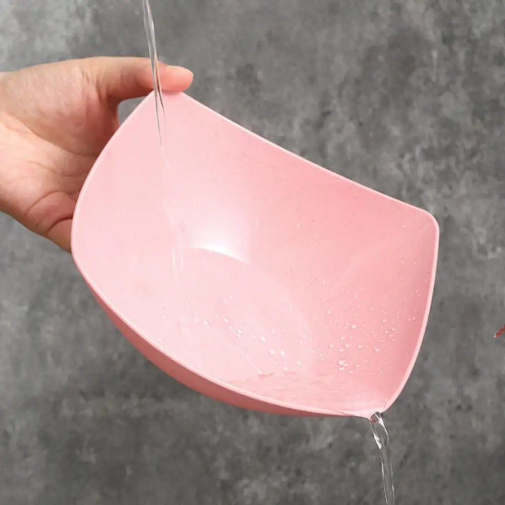 10pcs Plastic Square Salad Plate Heat-resistant Solid Color Soup Bowl Stackable Microwave-safe Snack Dish Restaurant