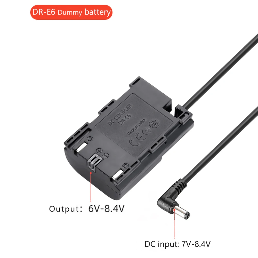 LP-E6 LPE6NH Dummy Battery with NP-F Battery Adapter Plate For Canon EOS R5 R6 5DS R 7D 6D 5D3 5D4 90D 80D 70D 60Da