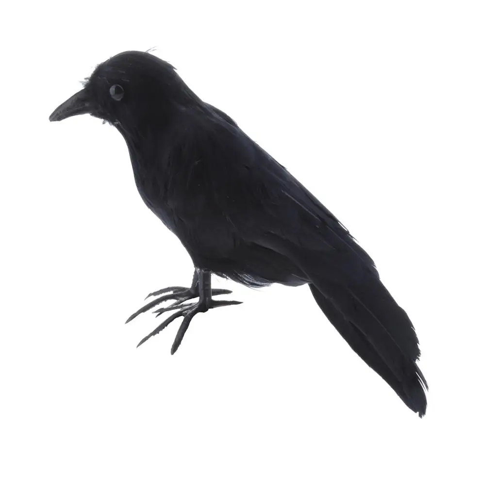 Black Crow Realistic Feather Artificial Bird Raven for Halloween Party Decor