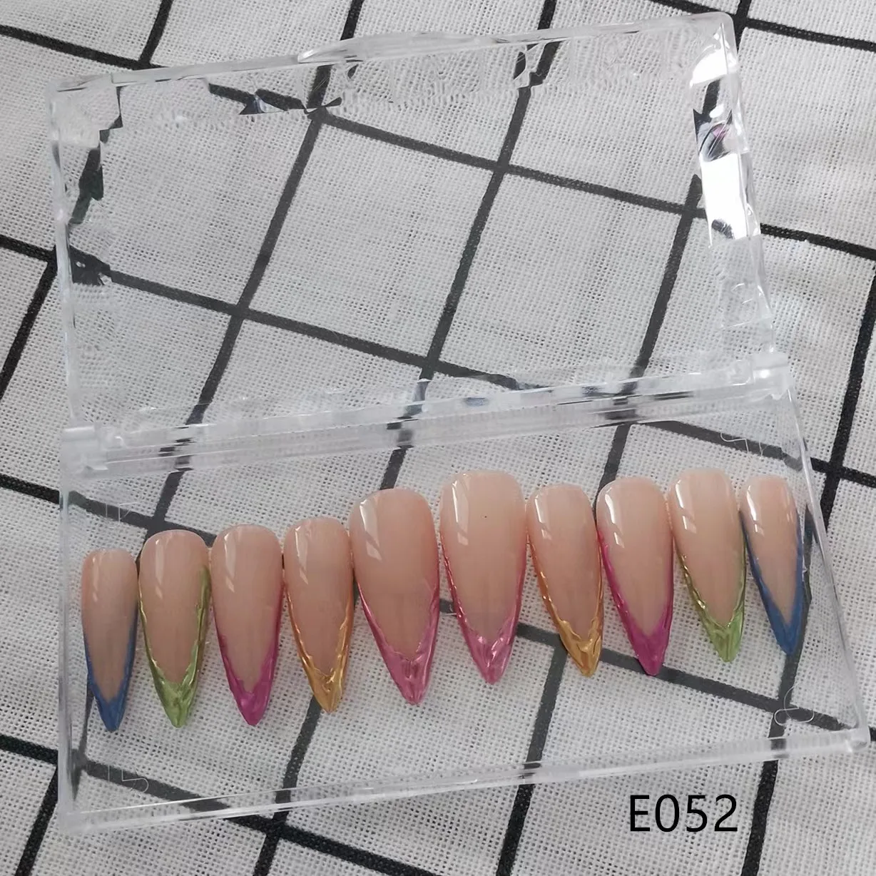 

10pcs Artificial Fingernails Custom Long Almond Nail Art Bow Tie Wearable Armor Press On Nails For Party