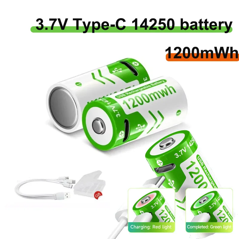 PALO 14250 3.7V Lithium Battery 1200mWh USB Rechargeable Battery 14250 Battery for CNC smoke alarm smart meter Electronic scale