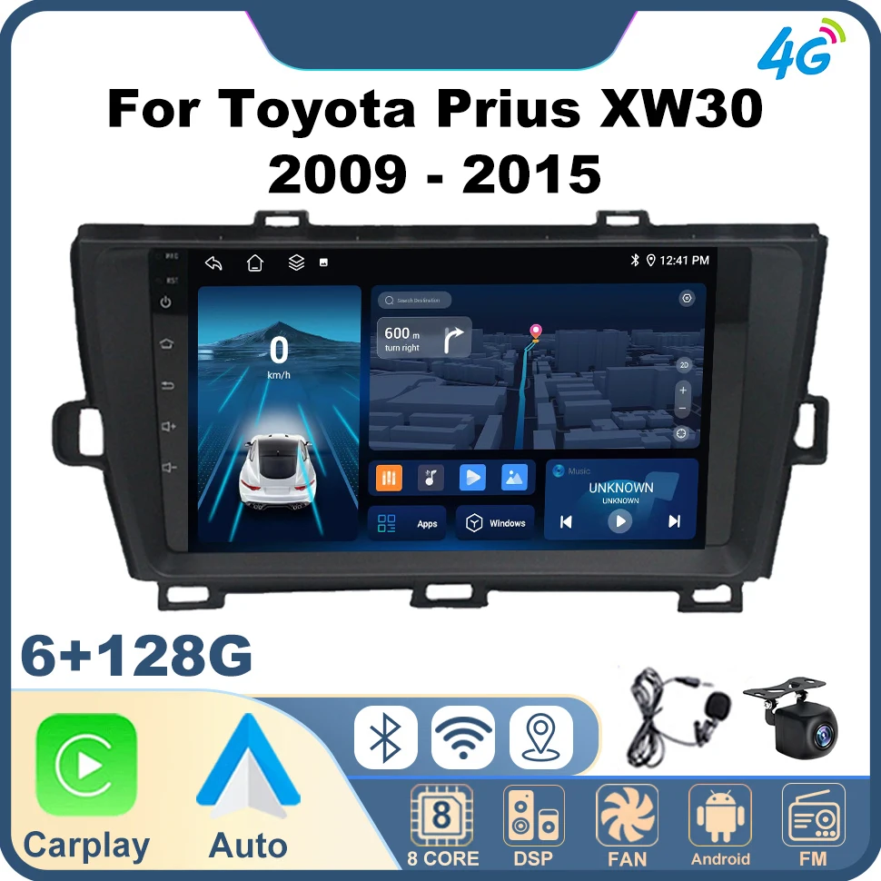 Touch Screen Car Radio Android Multimedia Video Player for Toyota Prius XW30 2009 - 2015 8core Androidauto Carplay GPS Car Audio