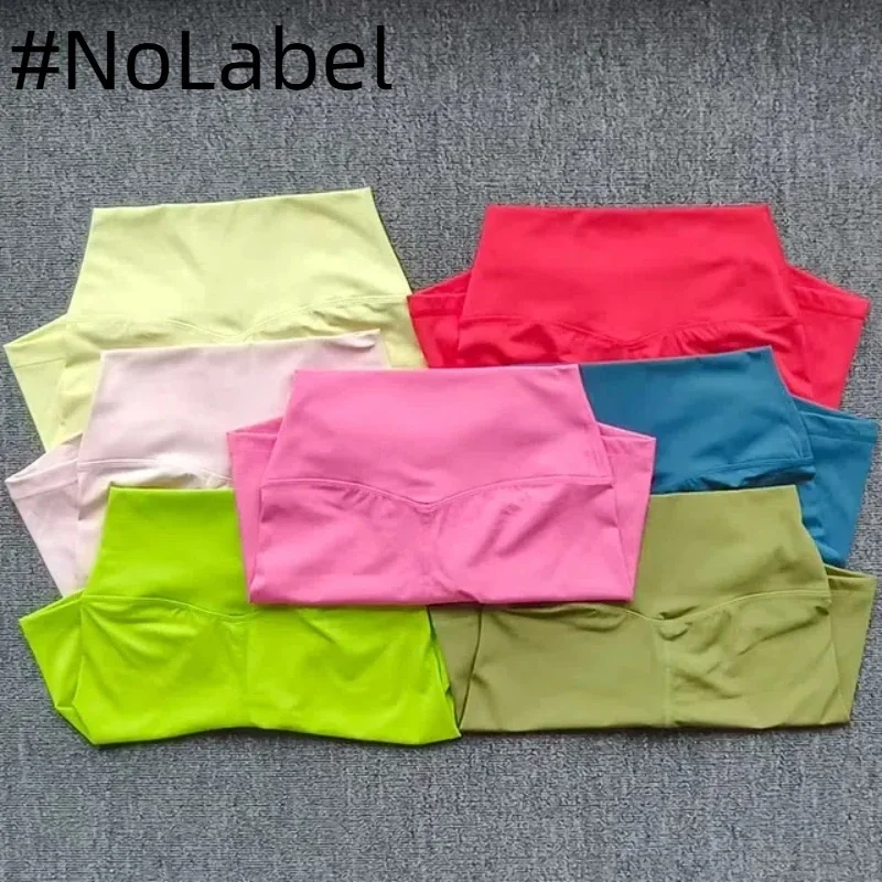 NoneLabelCollection 여성용 스포츠 반바지, 하이 웨이스트 요가 반바지, 슬림핏, 엉덩이 리프트, 체육관 달리기, 고탄성 나일론 반바지