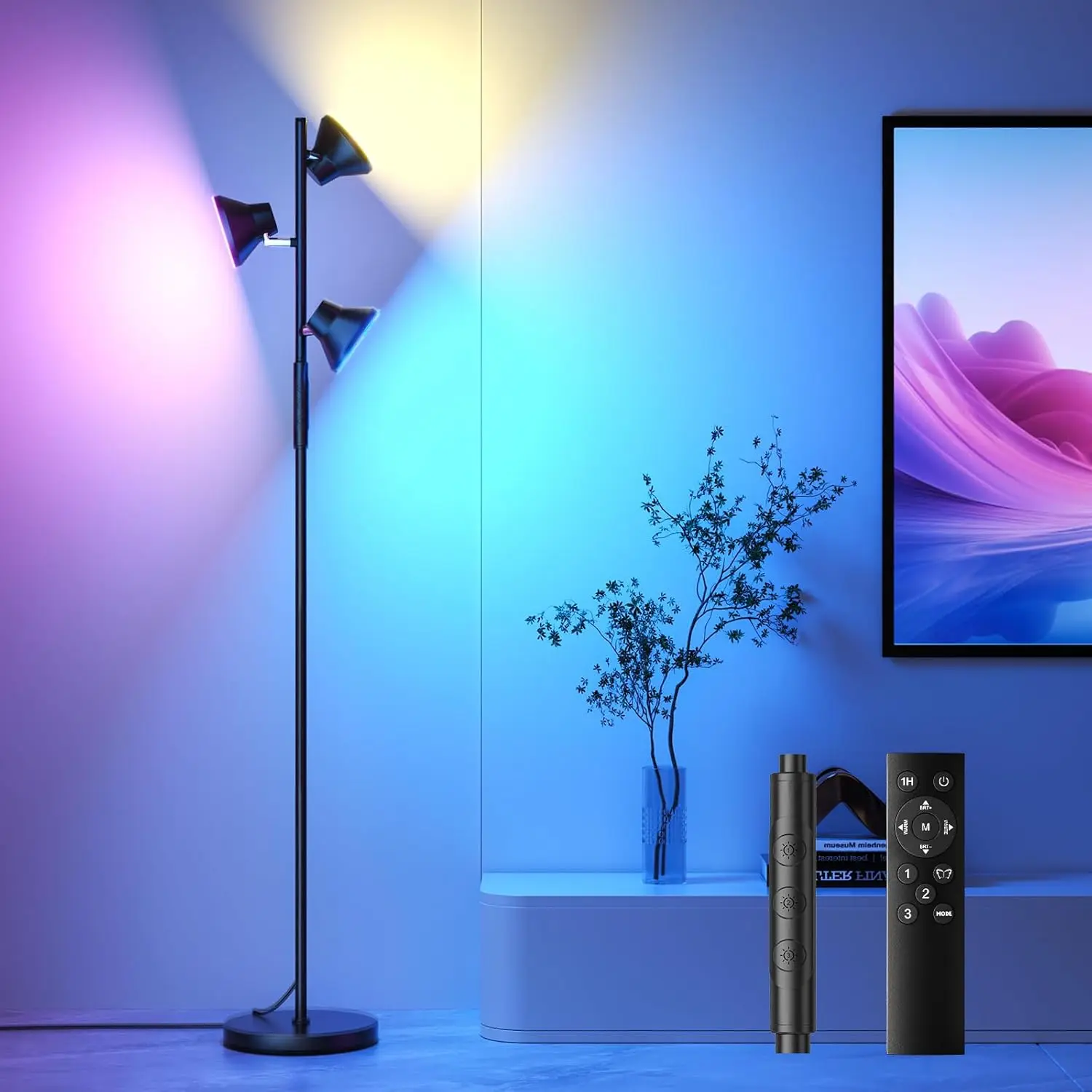 

Modern RGB Floor Lamp, 36W Color Changing with Remote & Touch Control, Stepless Dimmable LED for Living Room