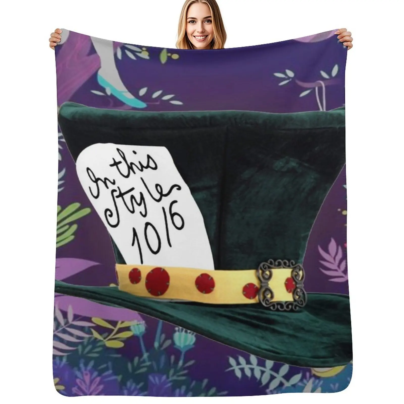 Mad Hatter Throw Blanket Long Lasting Soft Plush Blanket for Daily Use