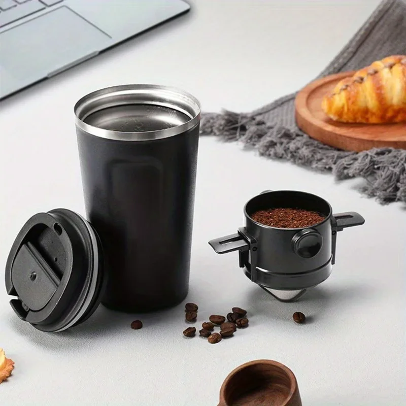 Stainless Steel Portable Reusable Coffee Filter,Foldable Dripper & Ear Hook, Easy Pour Design, Includes Storage for Brewing Rich - Image 2