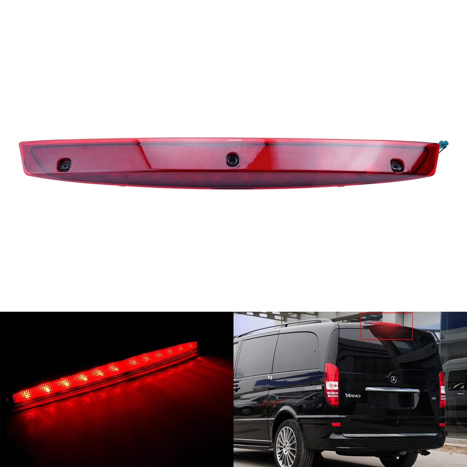 Red LED Rear High Mount Level Third Brake Stop Light For Mercedes Benz Vito Viano W639 2003-up A6398200056