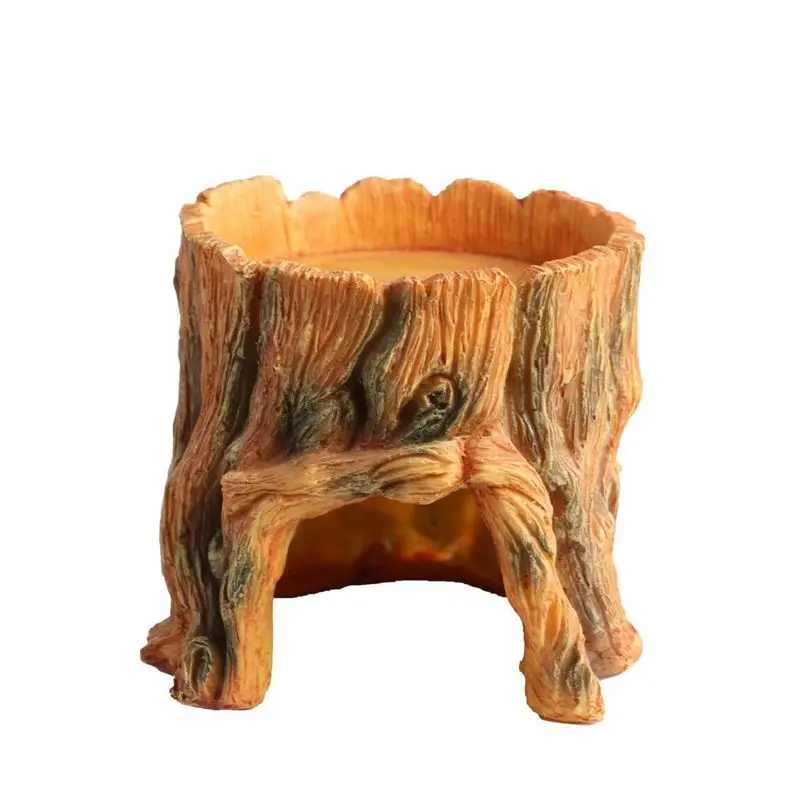 Tree Hole Refuge House Reptile Escape Caves Lizard Snake Turtle Climbing Platform Resin Feeding Bowl Fish Tank landscaping Decor