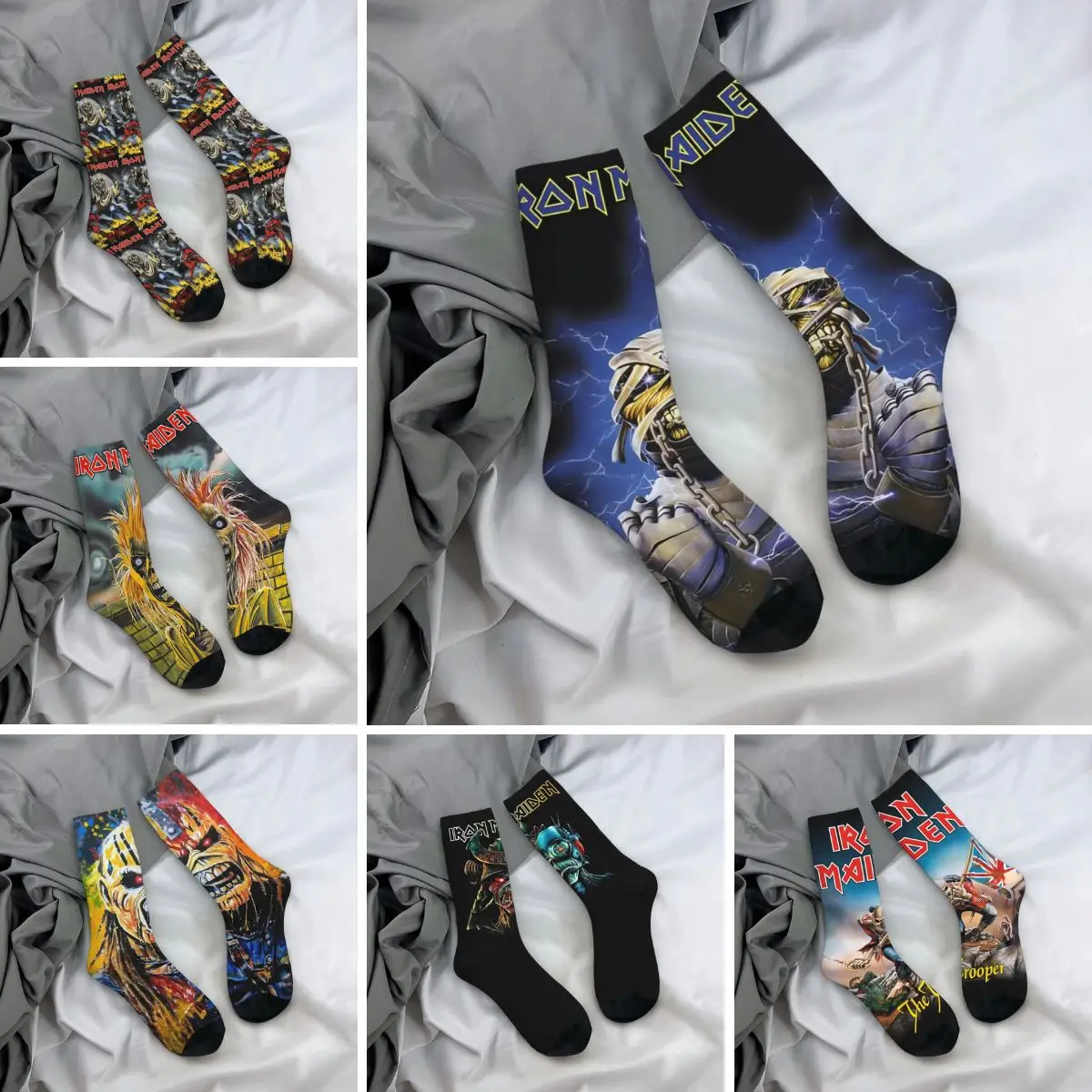 M-Maidens Band I-Iron Poster Socks Harajuku Stockings Unisex Men Comfortable Cycling Socks Spring Graphic Anti Skid Socks