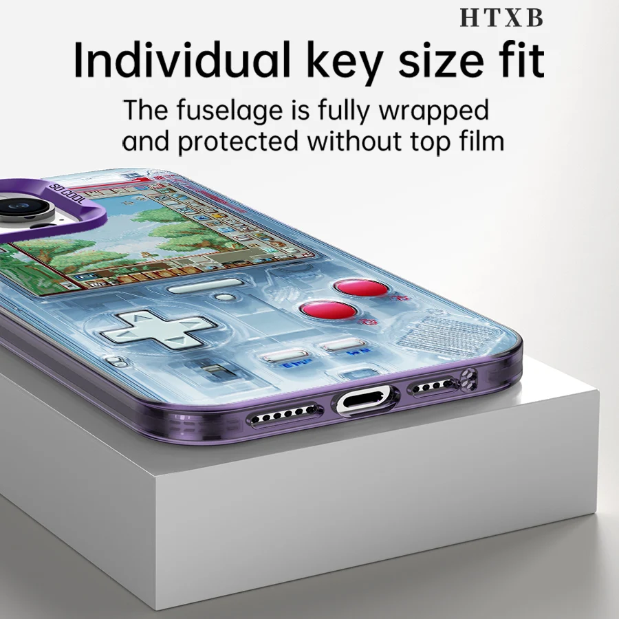 Il mondo pixelato di una console portatile trasparente per iPhone da 17 a 11 Pro Max Plus