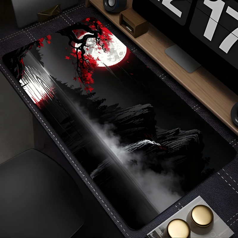90x40cm Gaming Mouse Pad Office Desk Mats xxl Accessories Edge White Red and black art landscapes MousePads Laptop Keyboard Mat
