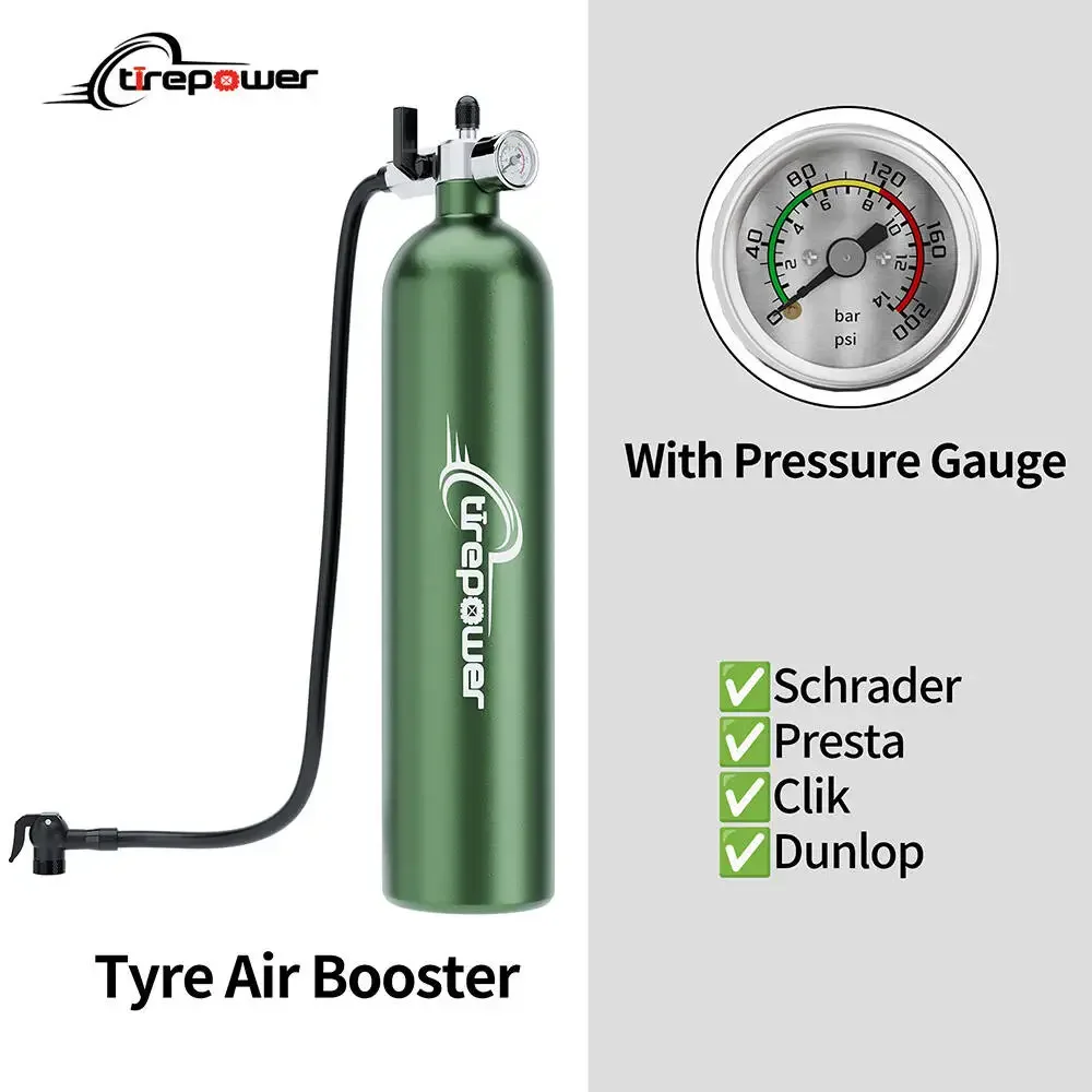 

Быстрый насос-инфлятор Ctrepower для бескамерных шин с манометром и клапаном для MTB и шоссейных велосипедов