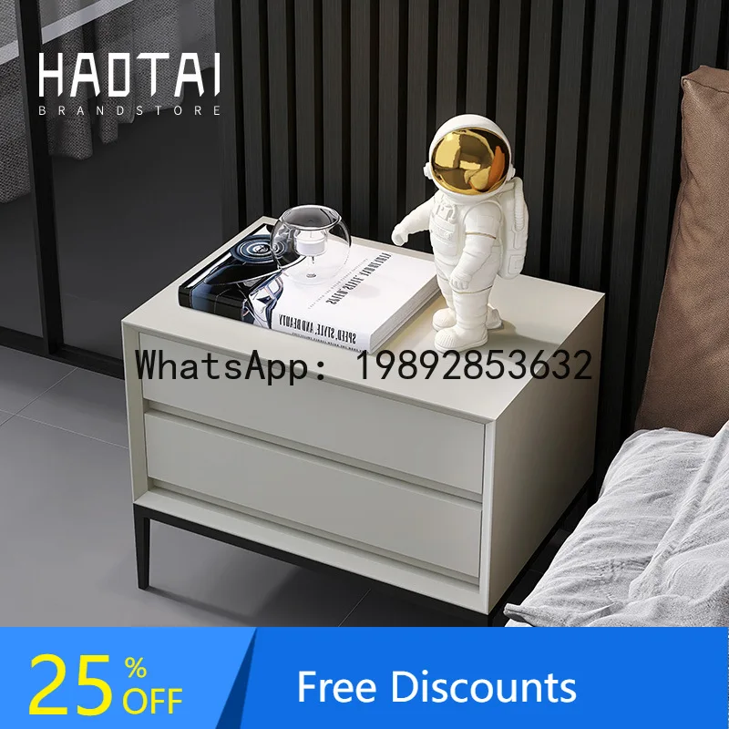 

CZ Italian Minimalist Bedside Table Simple Modern High-End Bedroom Premium Sense Internet Celebrity Storage Side Cabinet