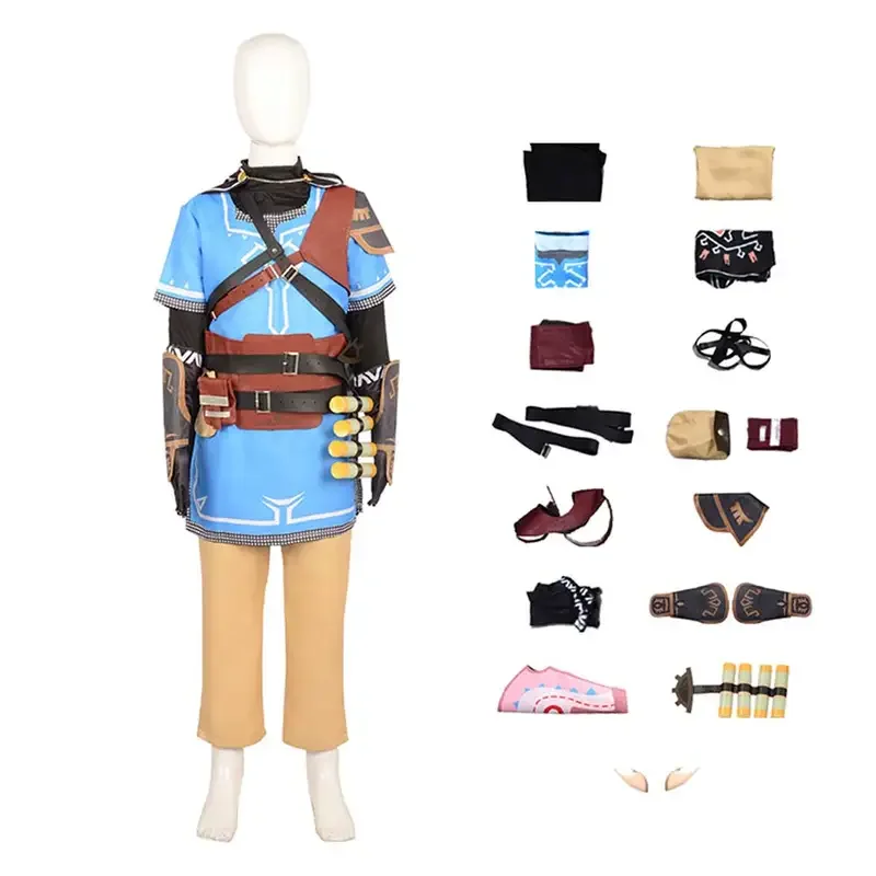 Zeldar Cosplay the Kingdom Tears Link Cosplay Fantasia Costume for Kids Children Top Pants Cloak Outfits Boys Halloween Suit