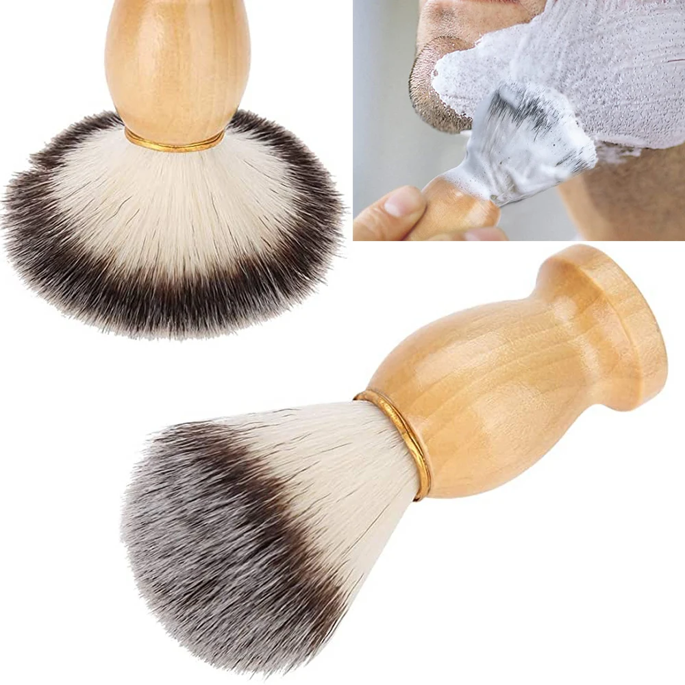 Men Shaving Brush Natural Badger Hair Wood Handle Hair Salon Shave Brush Face Beard Cleaning Appliance Barber Salon Shave Brush