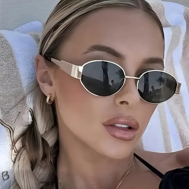 1pc Women's Oval Metal Fashion Glasses Lightweight, Durable Hinges Trendy Accessory for Daily & Events