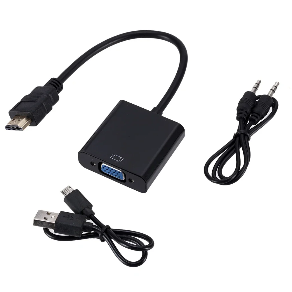1080P HD HDMI-compatible To VGA Cable Converter with Audio Power Supply Male To Female Adapter for PS4 Tablet Laptop PC TV box