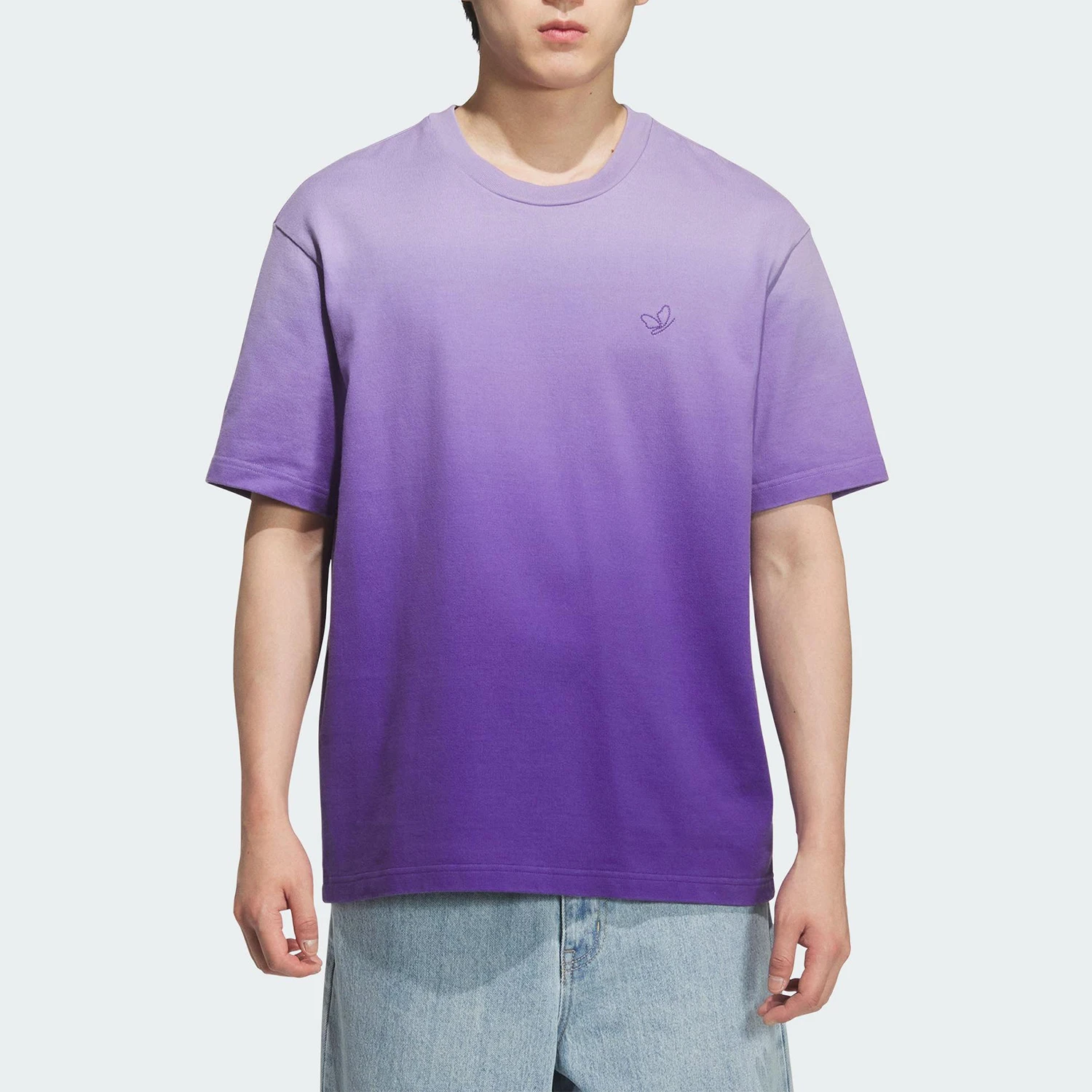 Adidas Authentic Three Leaves Men's Loose Fashion Gradient Breathable Short Sleeve KH1076