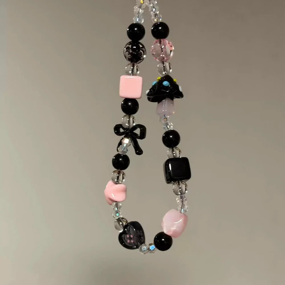 

[LW] ins wind Korean mobile phone chain pink rabbit moon blue plaid beaded bracelet ccd pendant camera pendant pendant